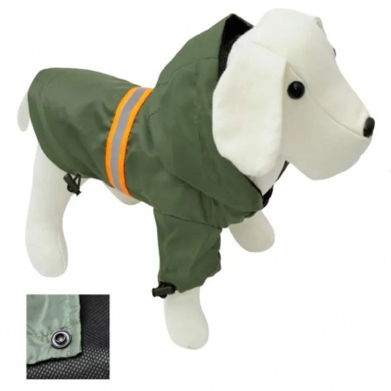 Chubasquero Kaki Reflectante para Perros