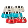 Comedero Doble de Acero Inoxidable y Plástico para Perros