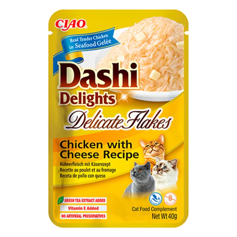 Dashi Delights Delicate Flakes Pollo con Queso para Gatos 40g