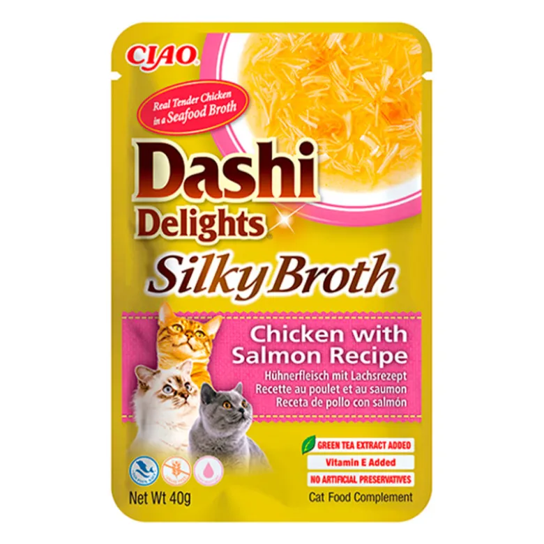 Dashi Delights Silky Broth Pollo con Salmón para Gatos 40g