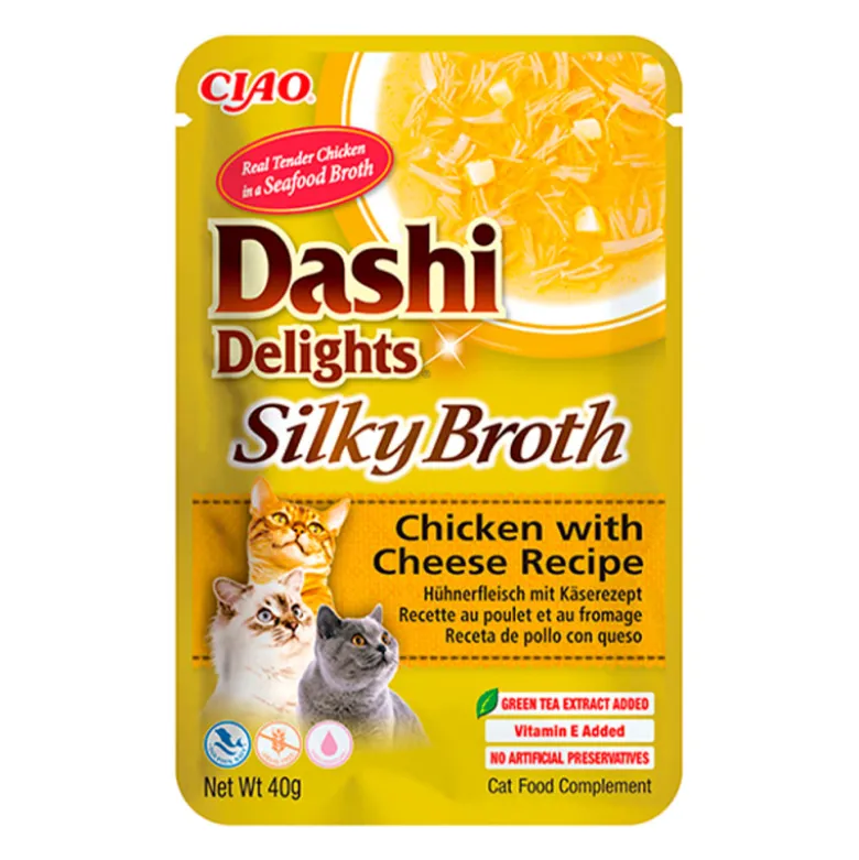 Dashi Delights Silky Broth Pollo con Queso para Gatos 40g