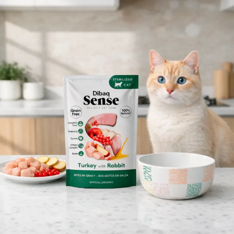 Dibaq Sense Grain Free Bocaditos en Salsa Pavo con Conejo para Gatos