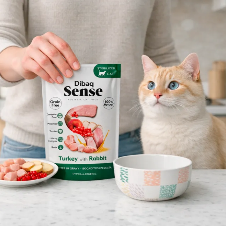 Dibaq Sense Grain Free Bocaditos en Salsa Pavo con Conejo para Gatos