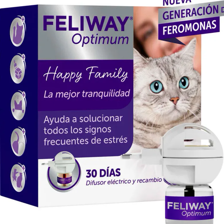 Feliway Optimum Difusor + Recambio 48ml Happy Family para Gatos