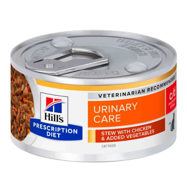 Hill's Prescription Diet c/d Urinary Stress Pollo y Verduras Lata 82g para Gatos