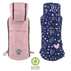 Impermeable Reversible Rosa Love para Perros