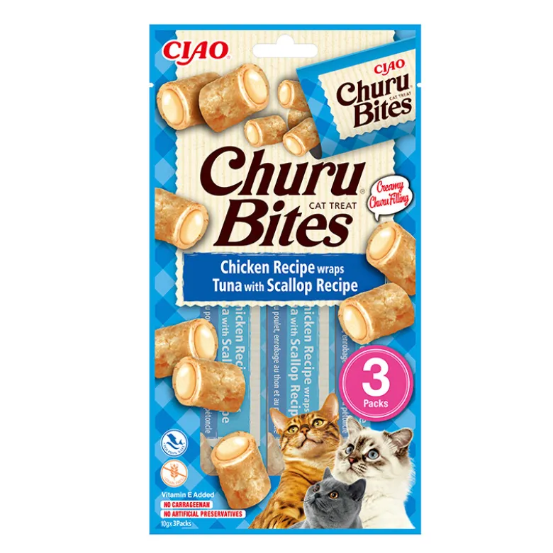Inaba Churu Bites Wraps de Pollo y Atún con Vieira para Gatos