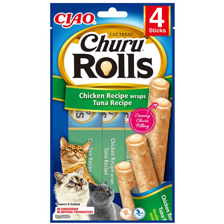 Inaba Churu Rolls Wraps de Pollo con Atún para Gatos