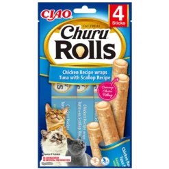 Inaba Churu Rolls Wraps de Pollo con Atún y Vieira para Gatos