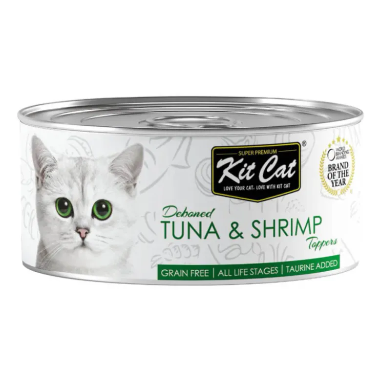 Kit Cat Toppers Atún y Camarones en Gelatina para Gatos Lata 80g