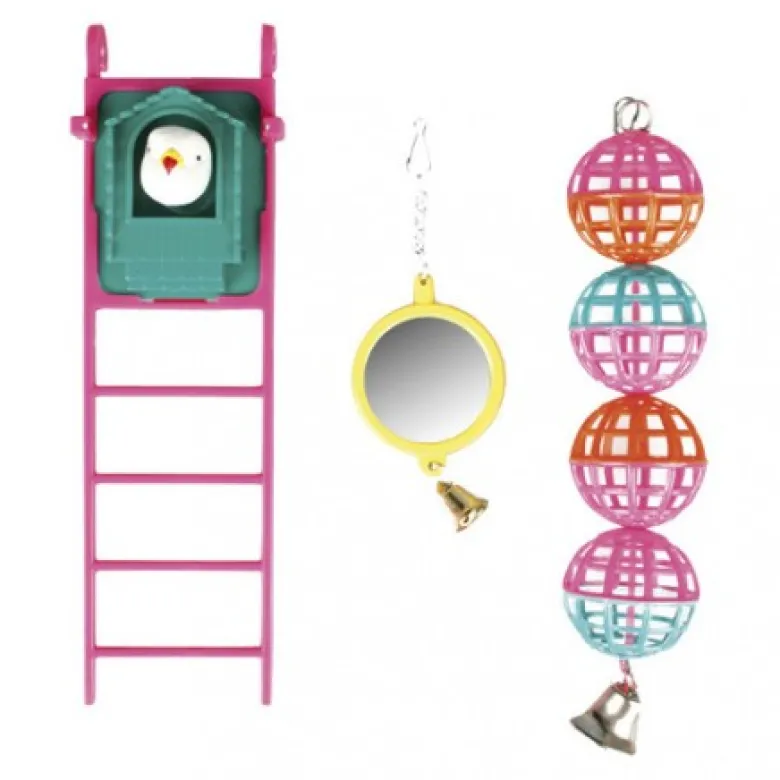 Kit de juguetes para pájaros con escalera