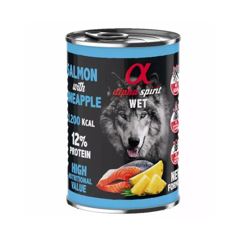 Lata Alpha Spirit Grain Free Salmon y Piña 400gr