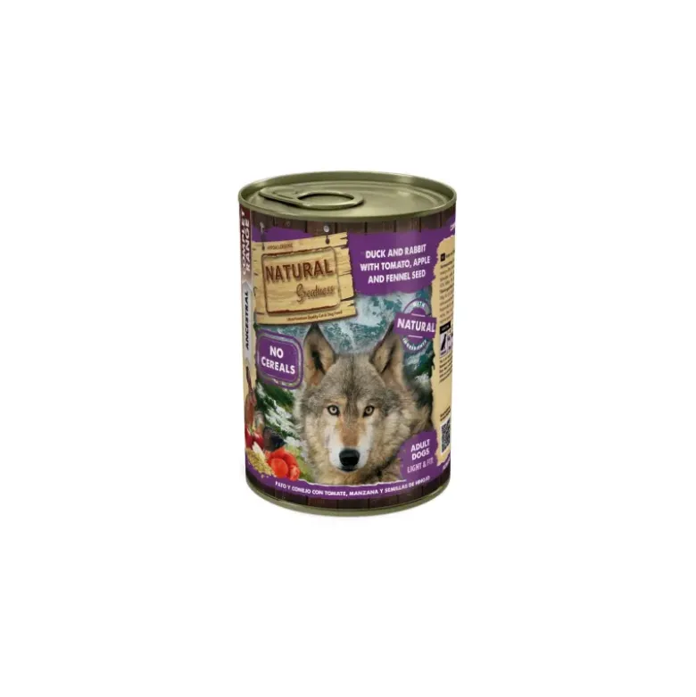 Lata natural greatness de Pato y Conejo con Tomate, Manzana 400g