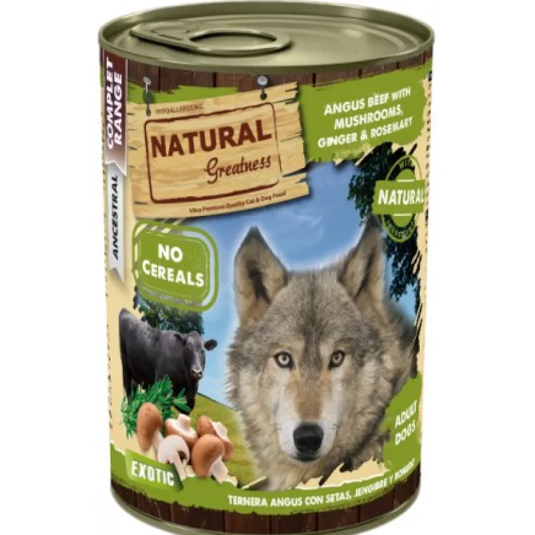 Lata Natural Greatness de Ternera Angus y Setas 400g