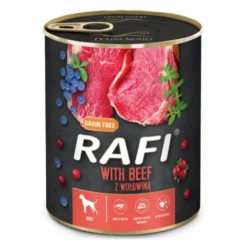 Lata Rafi Húmedo de Ternera y Arándanos para Perros