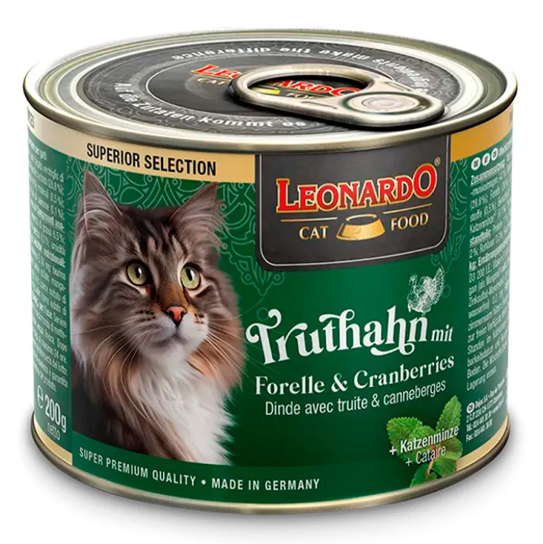 Leonardo Superior Selection Pavo con Trucha y Arándano Rojo Lata 200g