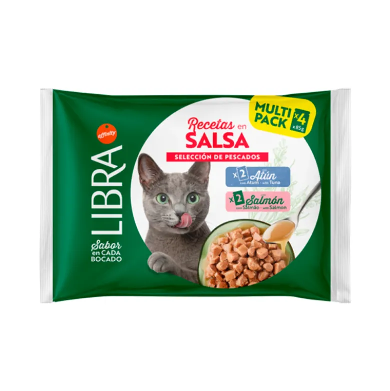 Libra Pack Sobres de Atún y Salmón en Salsa para Gatos