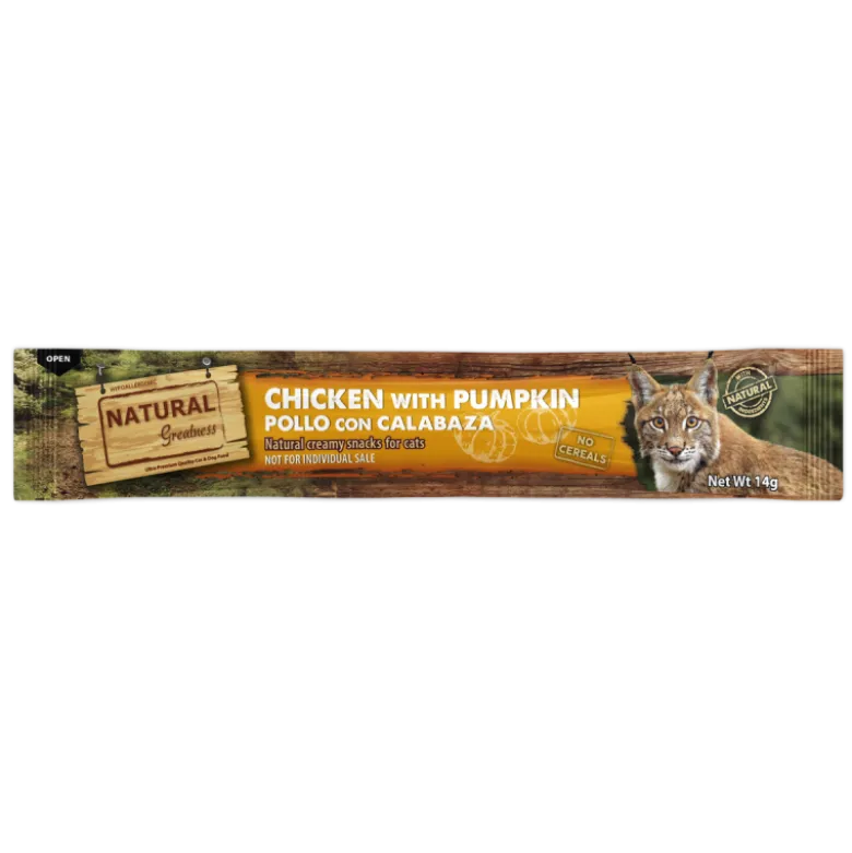 Natural Greatness Crema de Pollo con Calabaza Snack para Gatos 56g