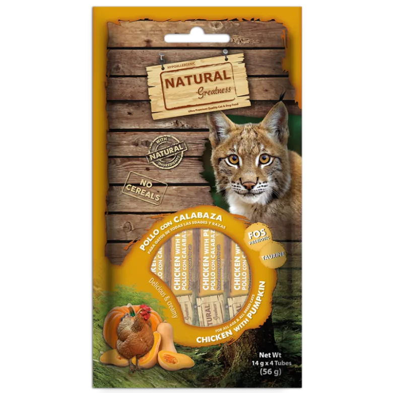 Natural Greatness Crema de Pollo con Calabaza Snack para Gatos 56g