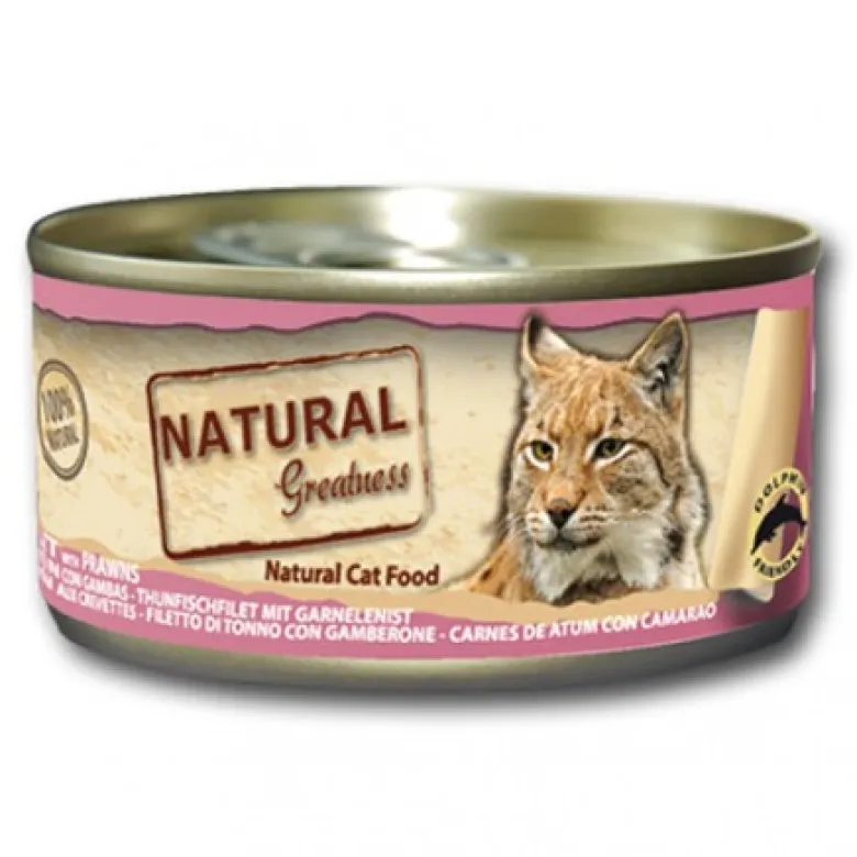 Natural Greatness Gatos Filete de Atún con Gambas Lata 70g