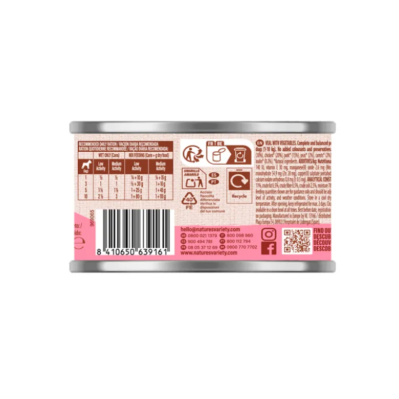 Nature's Variety Paté Ternera con Verduras para Perros Mini