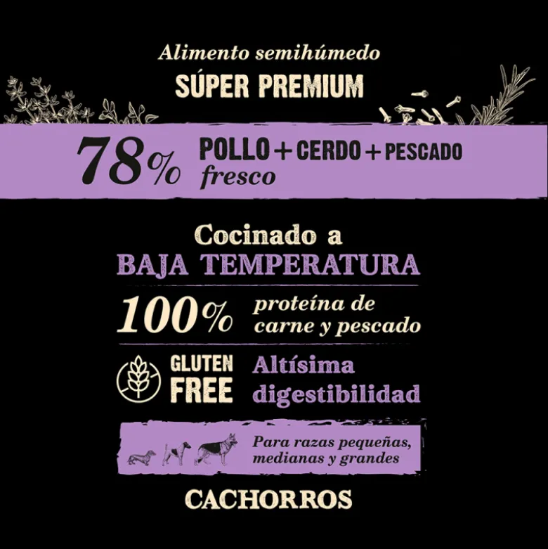 NutraDog Wild Pienso Semihúmedo Pollo, Cerdo y Pescado para Cachorros
