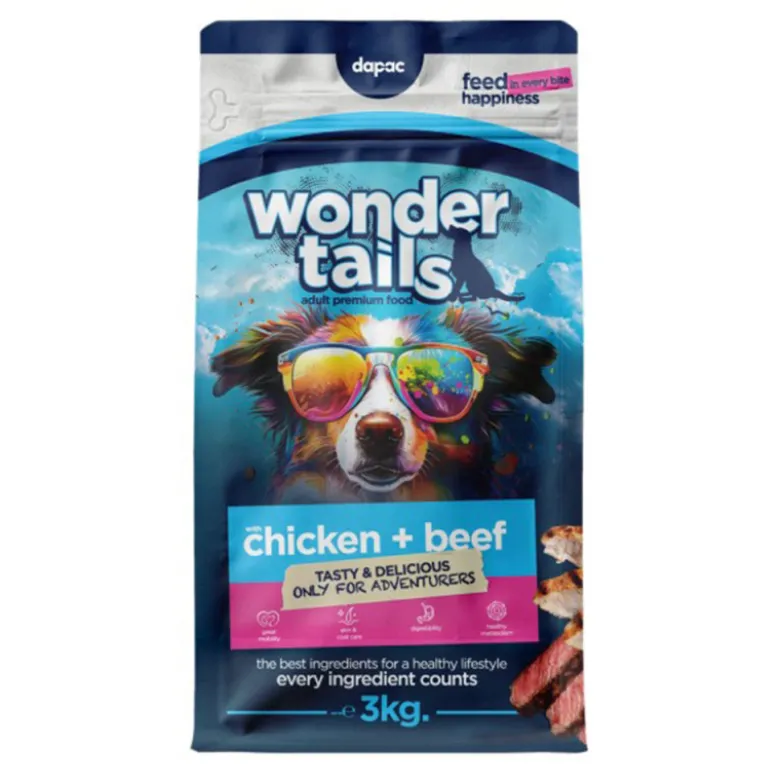 Pienso Wonder Tails dogs Pollo con Ternera para Perros