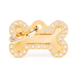 Placa Glam Hueso Dorado con Brillantes