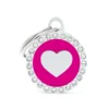 Placa Identificativa Corazón Fucsia Brillantes