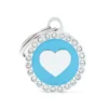 Placa Identificativa Corazón Azul Brillantes