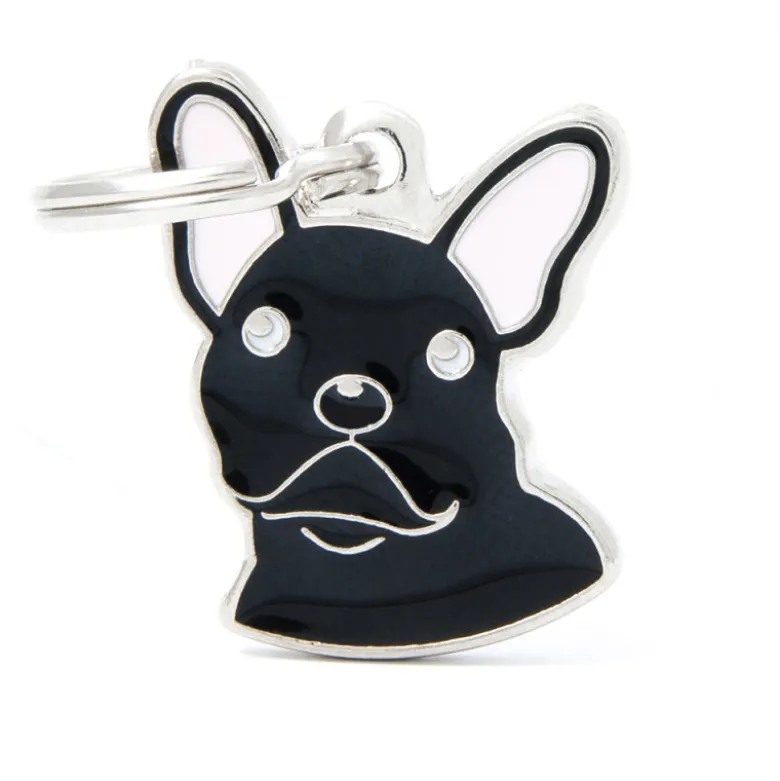 Placa Identificativa Perro Bulldog Frances Negro