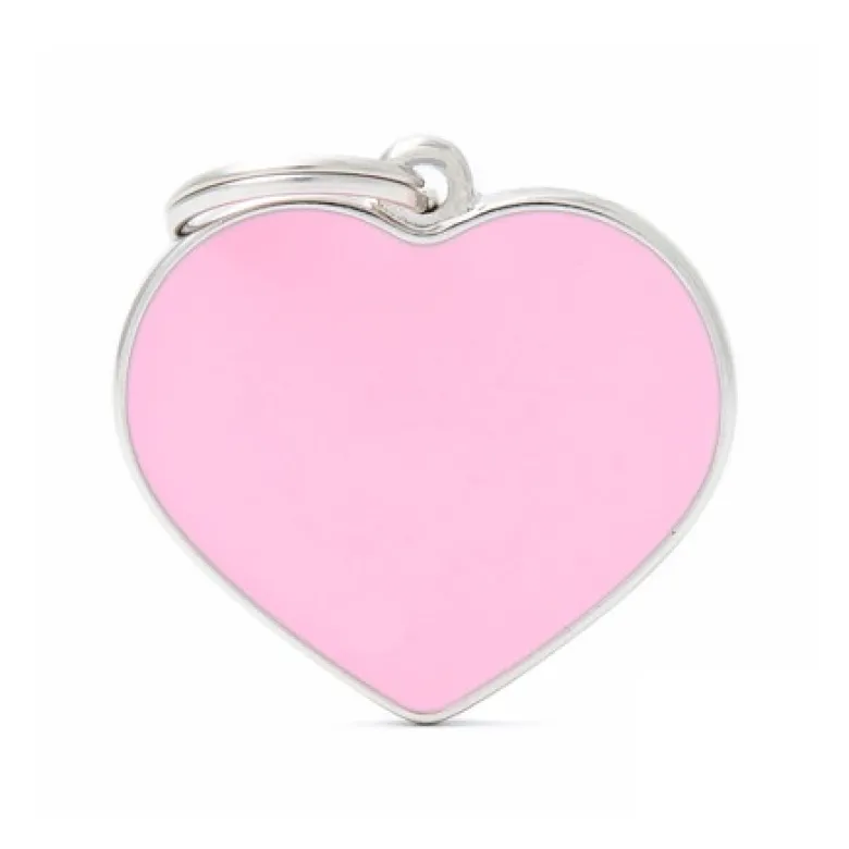 Placa Identificativa Perro Corazon Rosa