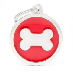 Placa Identificativa Perro Hueso Rojo