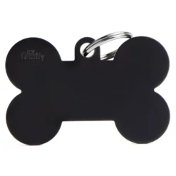 Placa Identificativa Perro Hueso Negra