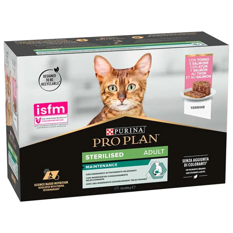 Purina Pro Plan Esterilizado Adulto Salmón y Atún para Gatos 10x85g