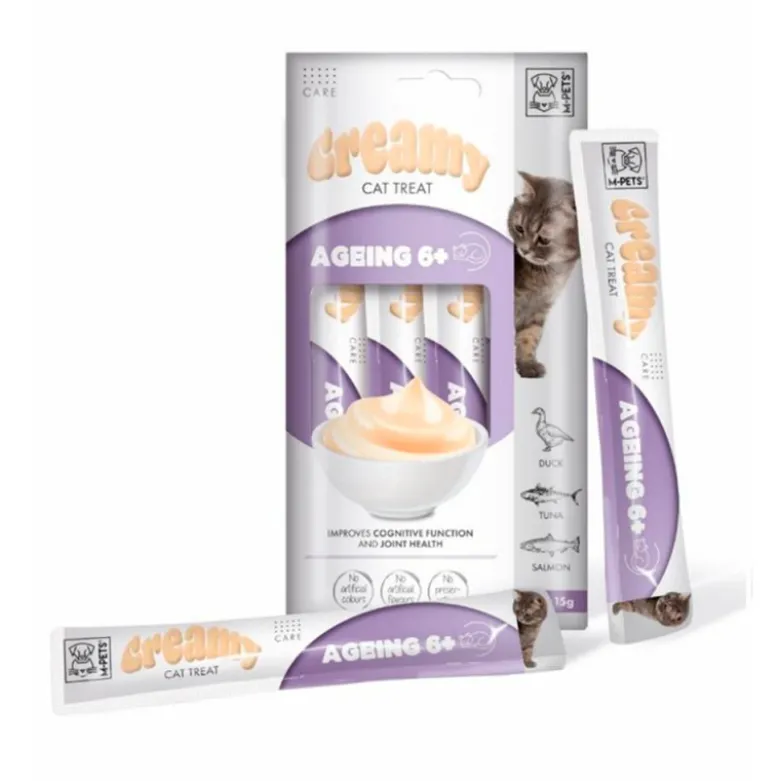 Snack Cremoso Ageing 6+ Pato con Atún & Salmon para Gatos