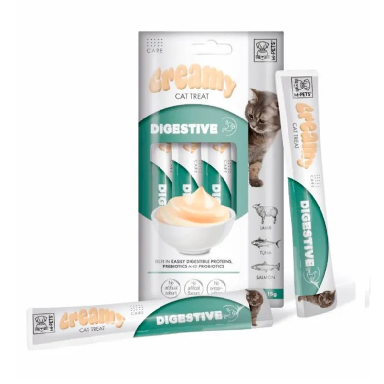 Snack Cremoso Digestive Cordero con Atún & Salmon para Gatos
