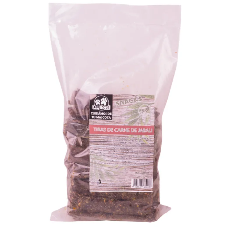 Snack Quibropets Tiras Carne de Jabalí 1kg para Perros