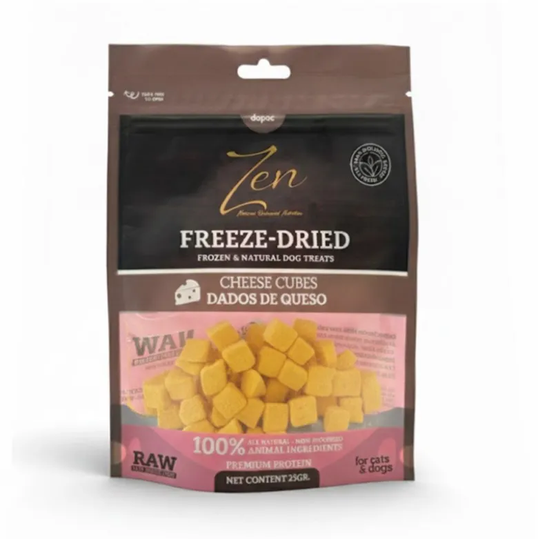 Snack Zen Freeze Dried Dados de Queso Liofilizado para Perros y Gatos