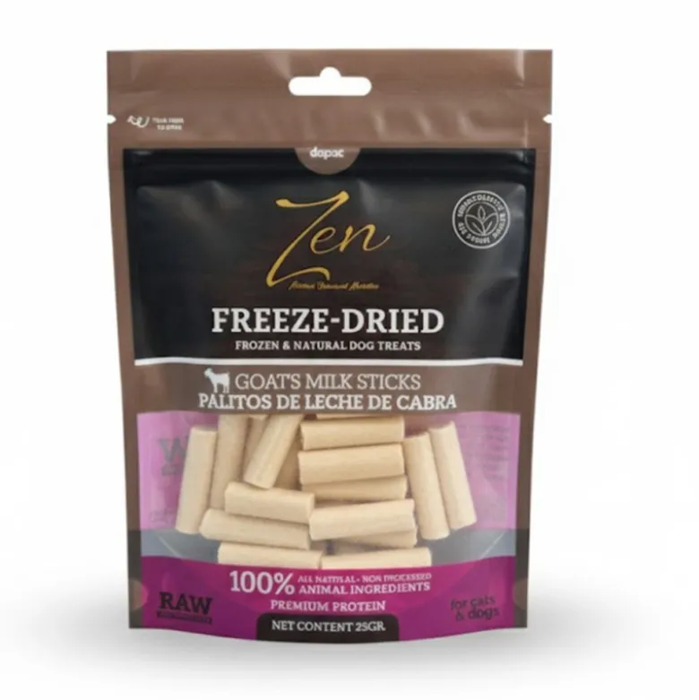 Snack Zen Freeze Dried Palitos Leche de Cabra Liofilizado para Perros y Gatos