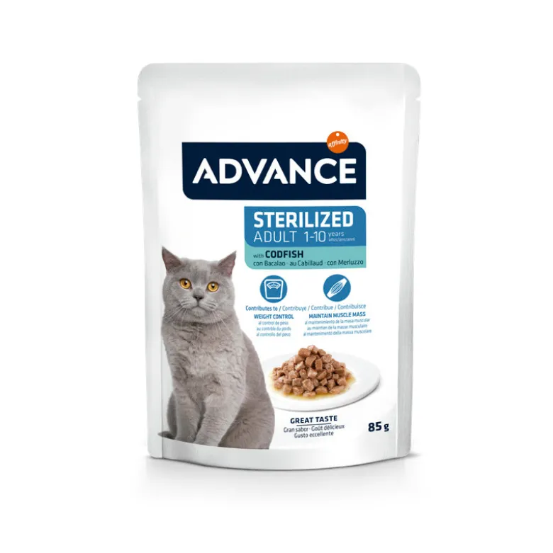 Sobre Advance Adult Sterilized Bacalao para Gatos 85g