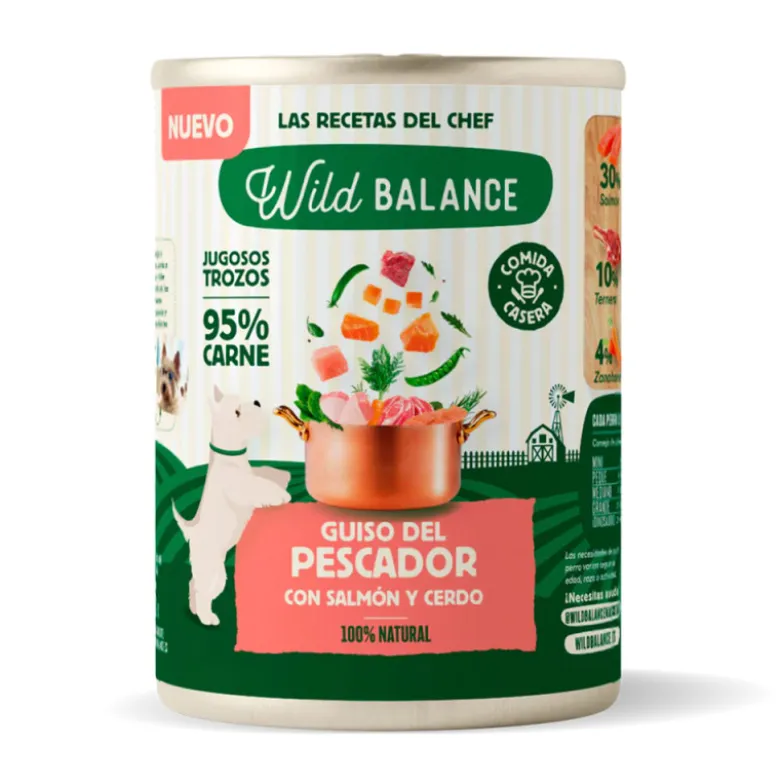 Wild Balance Cocinado al vapor Guiso del Pescador Salmón y Cerdo para Perros