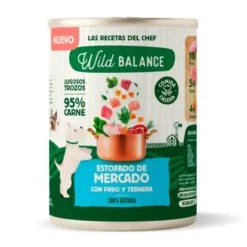 Wild Balance Cocinado al vapor Estofado del Mercado Pavo y Ternera para Perros