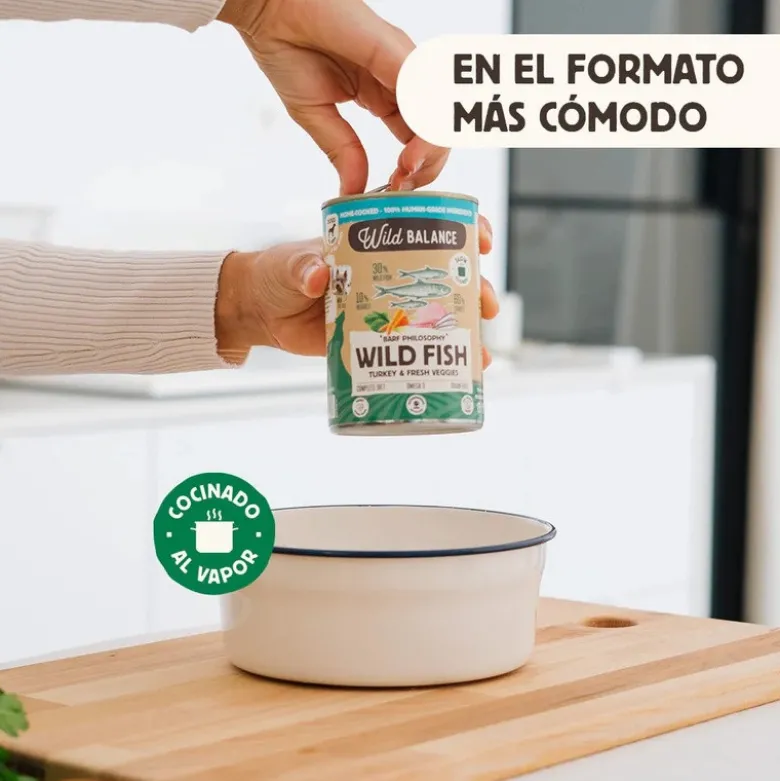Wild Balance Menú Completo Cocinado al vapor Pescado Salvaje y Pavo para Perros