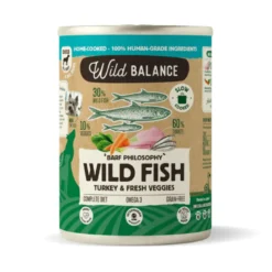 Wild Balance Menú Completo Cocinado al vapor Pescado Salvaje y Pavo para Perros