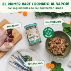 Wild Balance Menú Completo Cocinado al vapor Pescado Salvaje y Pavo para Perros
